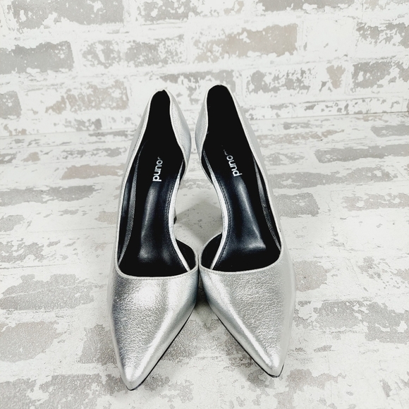 New Abound.Abiris Faux Leather Silver Pointy Toe Heeled Pumps H325 - Picture 3 of 16